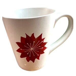 Starbucks White Ceramic Mug Red Poinsettia 2011 Collectible 12oz